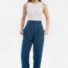 Muriel Pleated High Waisted Pants (Blue)